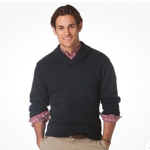 Chaps Men’s Navy Classic Fit 100% Cotton Chunky Ribbed Shawl Collar Sweater Med